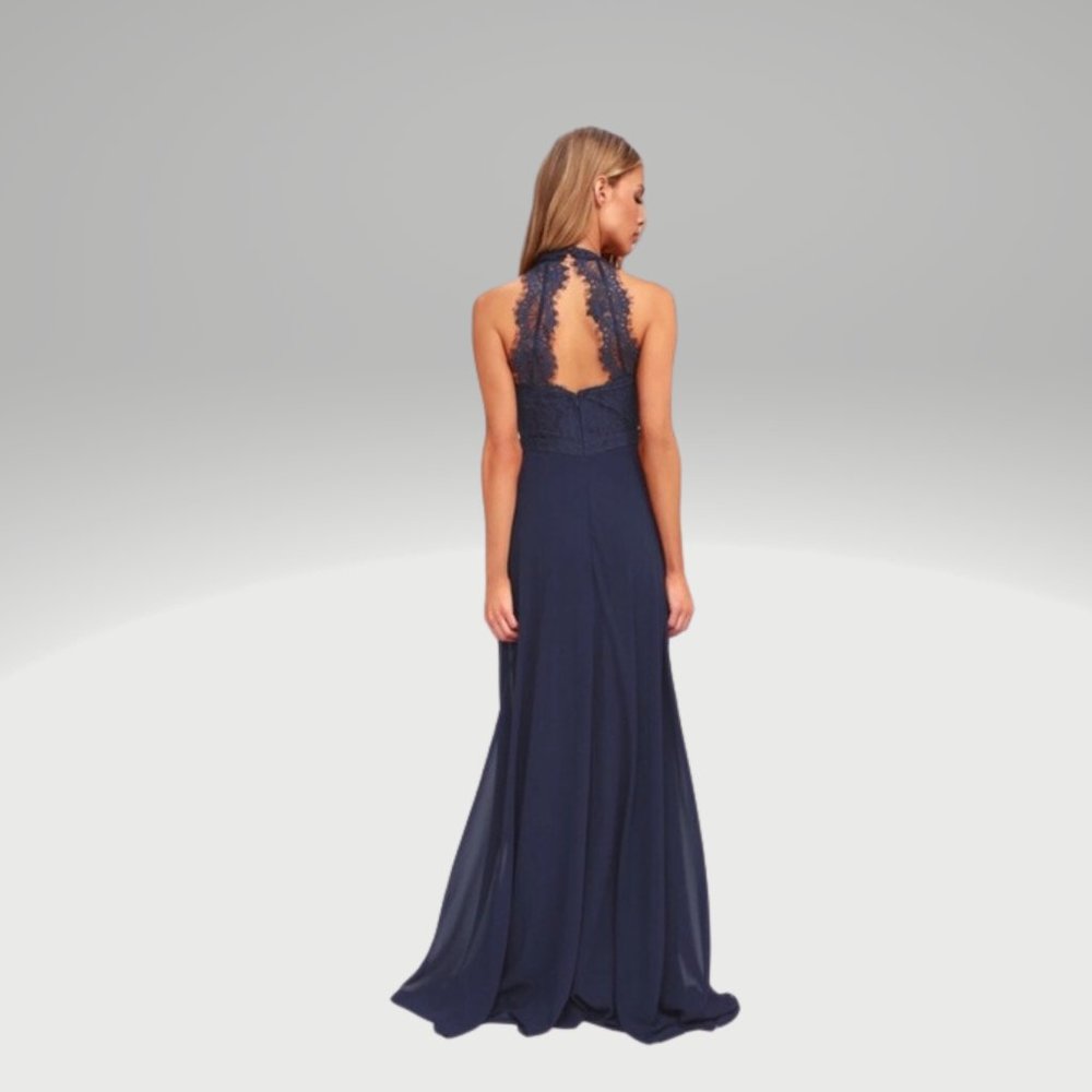Lulu's Dance All Evening Navy Blue Lace Maxi Dress Size S - Picture 2 of 5